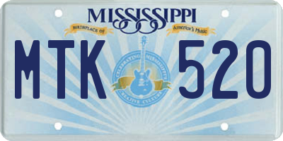 MS license plate MTK520