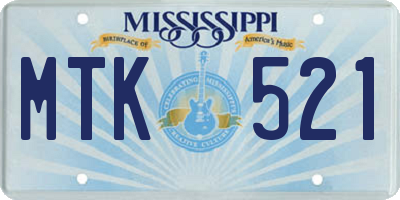 MS license plate MTK521