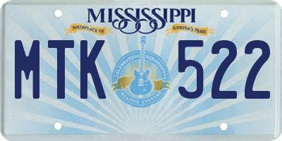 MS license plate MTK522