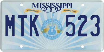MS license plate MTK523