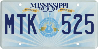 MS license plate MTK525