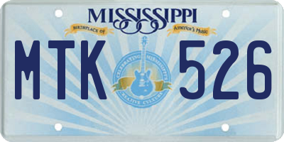 MS license plate MTK526