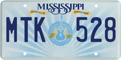 MS license plate MTK528