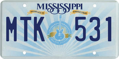 MS license plate MTK531