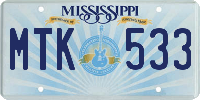 MS license plate MTK533
