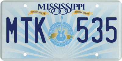 MS license plate MTK535