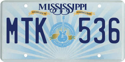 MS license plate MTK536