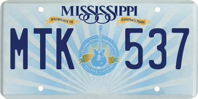 MS license plate MTK537