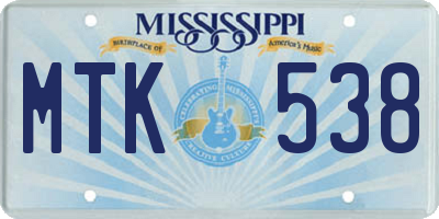 MS license plate MTK538