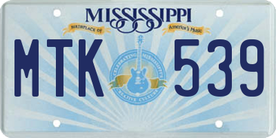 MS license plate MTK539