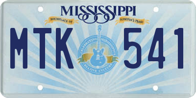 MS license plate MTK541