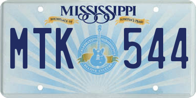 MS license plate MTK544