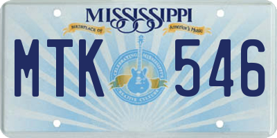 MS license plate MTK546