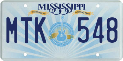 MS license plate MTK548