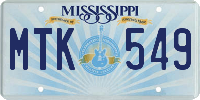 MS license plate MTK549