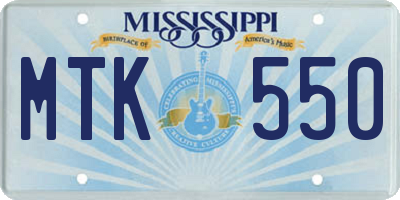 MS license plate MTK550