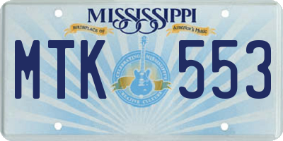 MS license plate MTK553