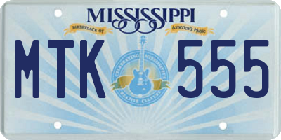 MS license plate MTK555
