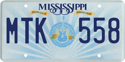 MS license plate MTK558
