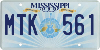 MS license plate MTK561