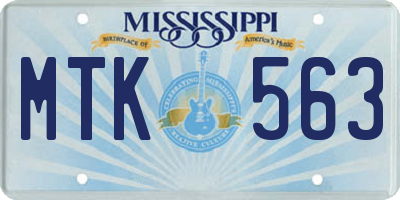 MS license plate MTK563