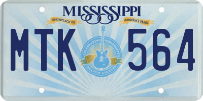 MS license plate MTK564