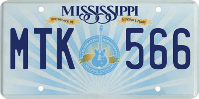 MS license plate MTK566