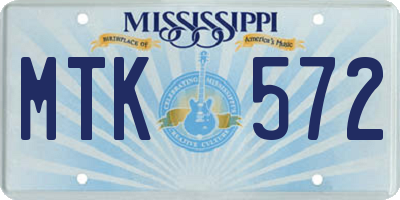 MS license plate MTK572