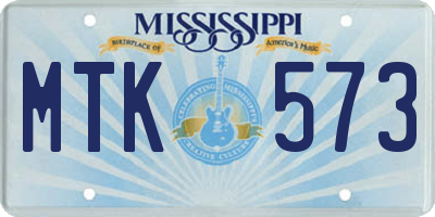MS license plate MTK573