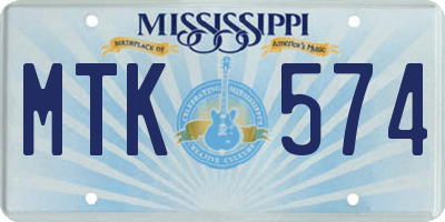 MS license plate MTK574