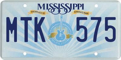 MS license plate MTK575
