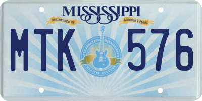 MS license plate MTK576