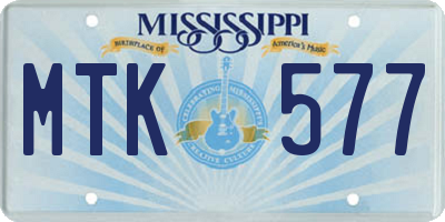 MS license plate MTK577