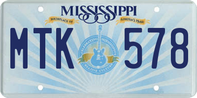 MS license plate MTK578