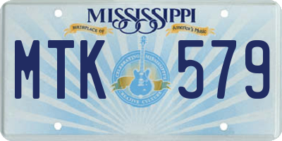 MS license plate MTK579
