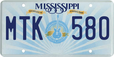 MS license plate MTK580