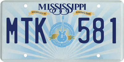 MS license plate MTK581