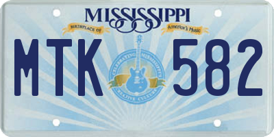 MS license plate MTK582