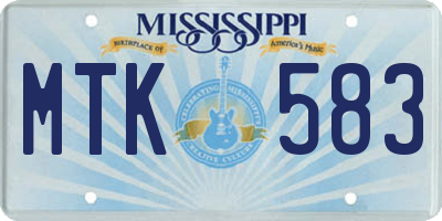 MS license plate MTK583
