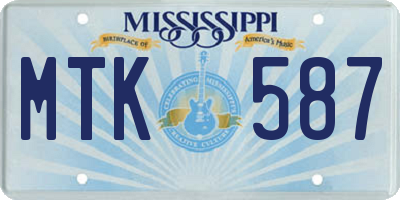 MS license plate MTK587