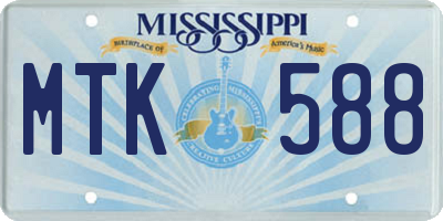MS license plate MTK588