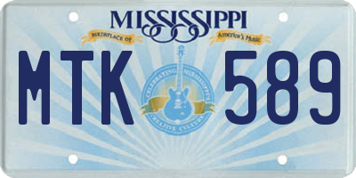 MS license plate MTK589