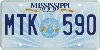 MS license plate MTK590