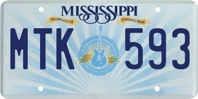 MS license plate MTK593