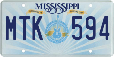 MS license plate MTK594