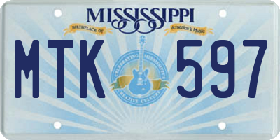 MS license plate MTK597