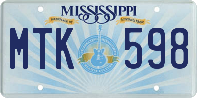 MS license plate MTK598