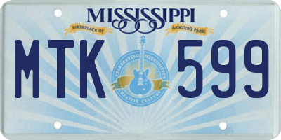 MS license plate MTK599