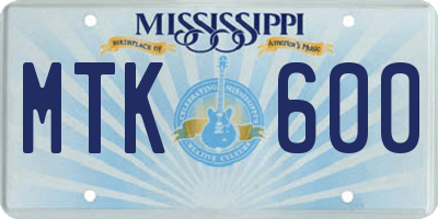 MS license plate MTK600