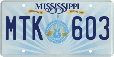 MS license plate MTK603